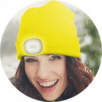 Čepice s LED světlem - reflexní žlutá