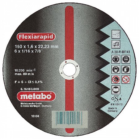 METABO - řezný kotouč - nerez - FLEXIRAPID 150x1,6x22,2mm rovný