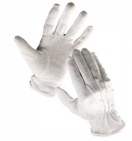 CERVA - BUSTARD rukavice bavlněný úplet s PVC terčíky - velikost 9