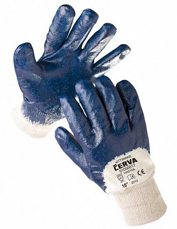 CERVA - KITTIWAKE rukavice bavlněné s nitrilovou dlaní a pružnou manžetou - velikost 9
