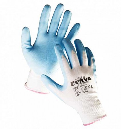CERVA - VIREO rukavice nylonové s nitrilovou dlaní - velikost 8
